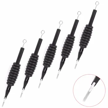 

20PCS 7M1 Tattoo Grip Tube + Needle With Tip Assorted Disposable Tattoo Tool Soft Silicone Rubber Set Individual Package - Black