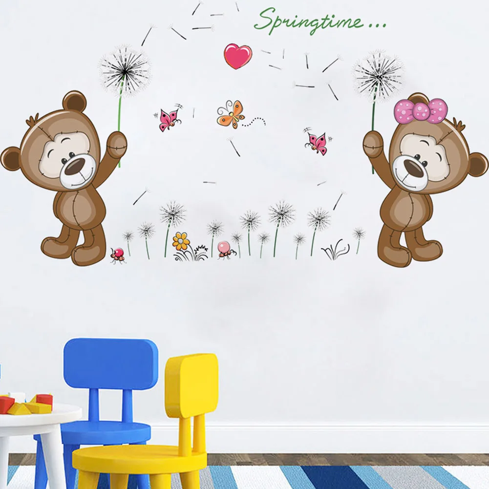 Brown Bears Wall Sticker for Kids Room Home Decor Nursery Wall Decal