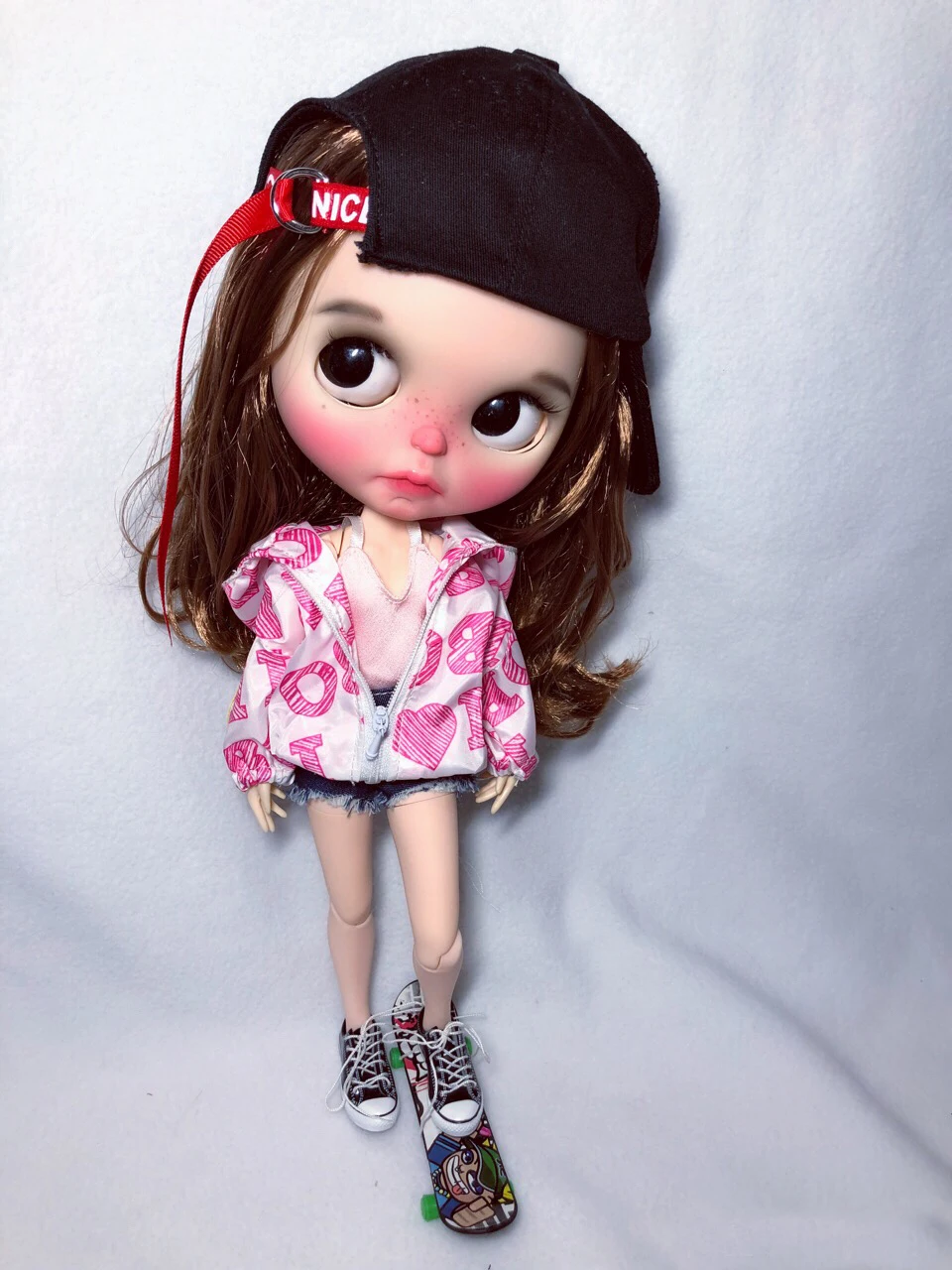 

T02-X599 Blyth Doll clothes 1/6 dolls azone Accessories handmade clothes Pink letter jacket