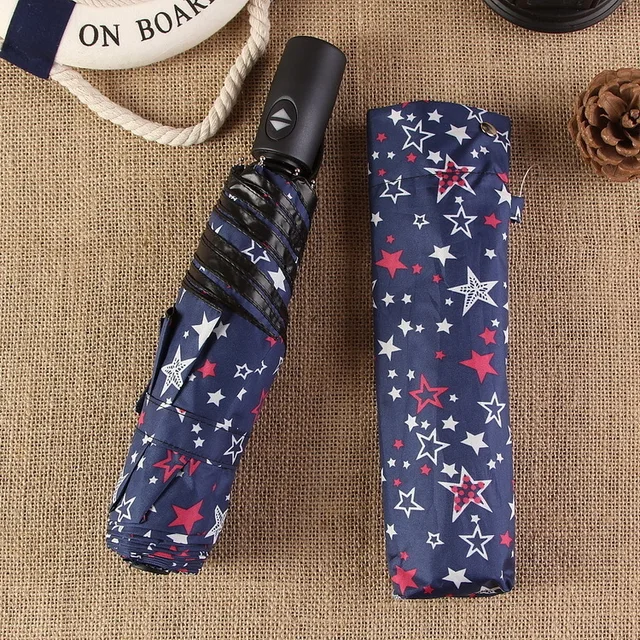 Automatic Switch Small Black Umbrella Double deck Sunshade Woman