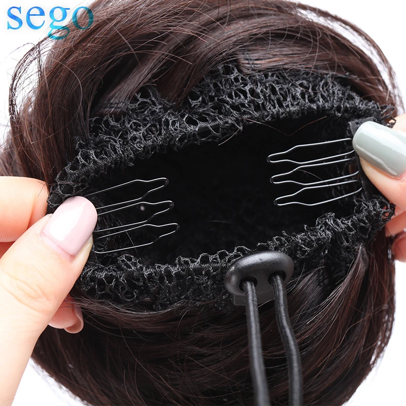 Cena SEGO 30g 100% prawdziwe ludzkie włosy pączek Chignon dla kobiety nie Remy Bun kawałki włosów 2 klipy w 7 kolorach dostępne