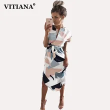 VITIANA 2017 женские летние повседневные платья для девочек карандаш длиной до колен с коротким рукавом милый пляж boho платье одежда vestidos