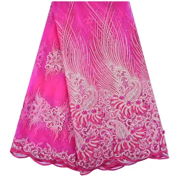 

Lace African Dress, Women Mesh African Lace Fabric 5 Yard, Beads Fabric 2018 High Quality Lace S1208