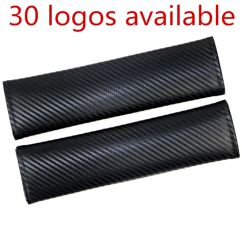 

2pcs(1pair) Car Logo Carbon Fiber Seat Belt Cover Shoulder Pad Styling For Auto Accessories Vehicle Decoration CNYOWO