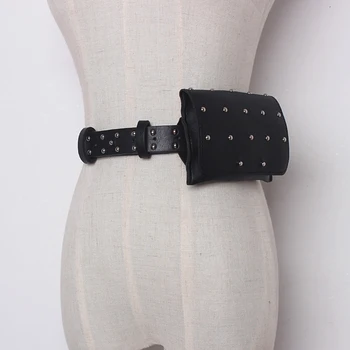 

New brand design PU Leather Rivets Female Belts For Women With Bag Casual Black Women's Belt Fashion accessories