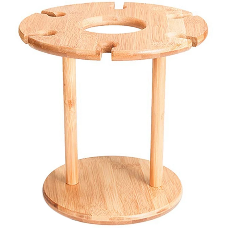 

Natural Bamboo Wine Bottle Rack Handmade Countertop Wine Rack 6 Glass Shelves And 1 Bottle Rack, Is The Christmas Gift For Win