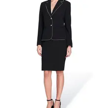 В черно-белую полоску на подоле Для женщин юбка Костюмы Рабочие костюмы минималистский костюмы Офисные женские туфли костюмы индивидуальный заказ 2 шт. куртка/юбка W26