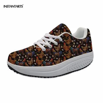 

INSTANTARTS Women Sport Fitness Toning Shoes Chicken Flower Printing Woman Height Increasing Platform Sneakers Lady Body Shaping