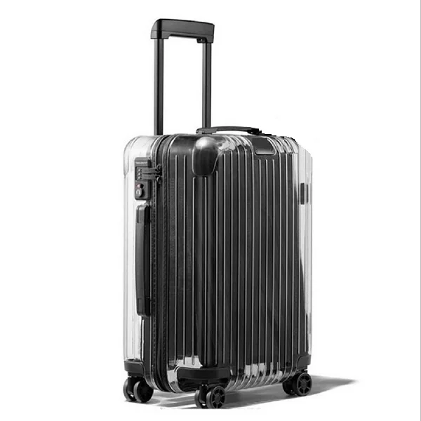 Высококлассный трендовый багаж на молнии 20/24 дюймов, высокое качество, прозрачный PC Спиннер, дорожная сумка, чемодан на колёсиках - Color: Transparent