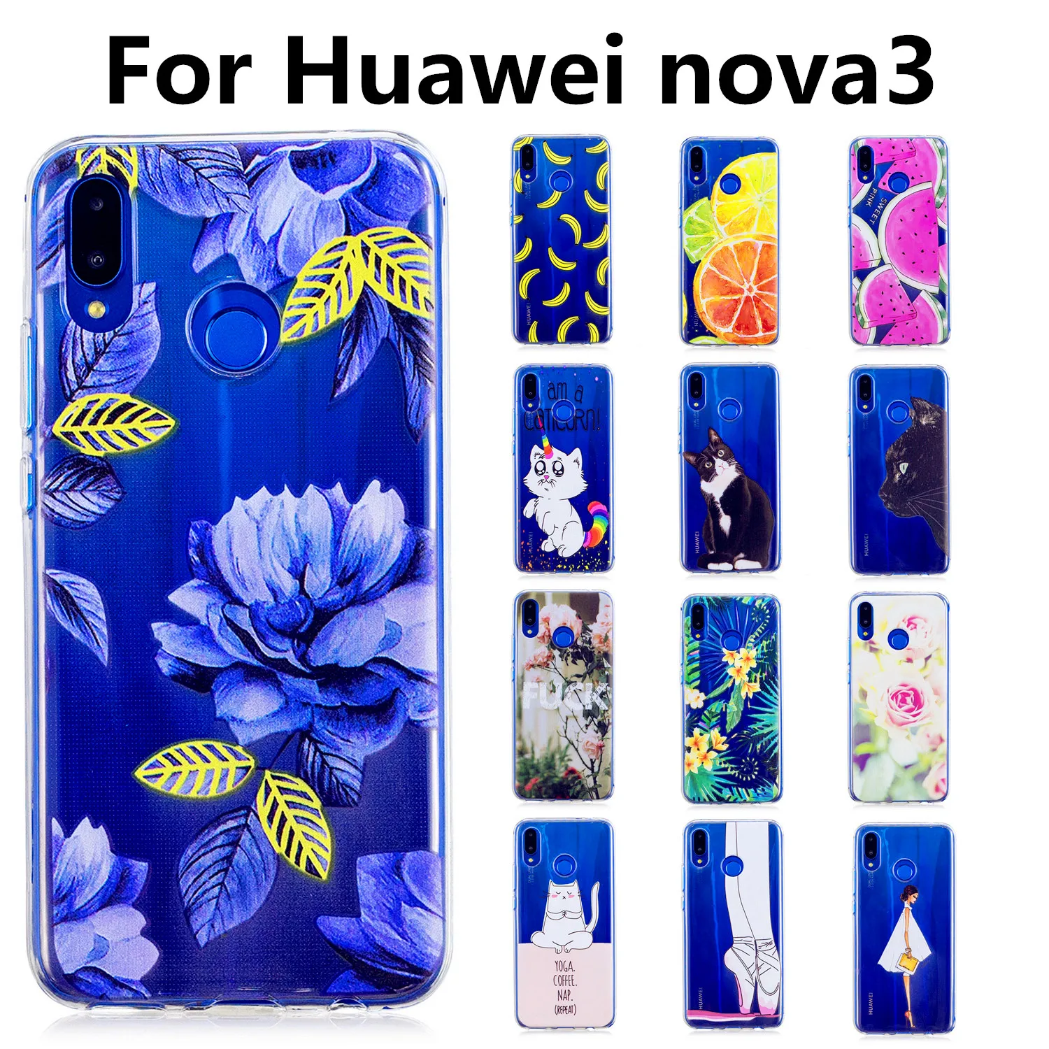 50 узоров чехлы для телефонов huawei nova 3 6 &quotМягкий ТПУ чехол цвета оставить печать