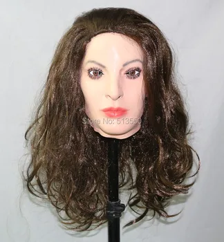 

Top Popular Fancy Dress Costume Latex Crossdressing Female Mask for Male Transgender Dress Up