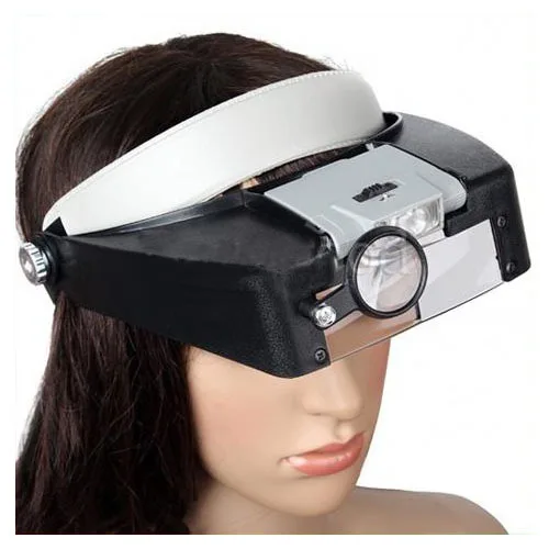 New 10x Lighted Magnifying Glass Led Head Headband Magnifier Loupe W Sunshield Hl 12341 Loupe