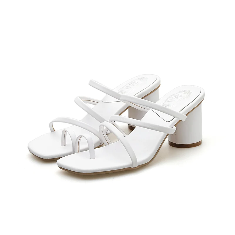 Летние роскошные женские модные белые шлепанцы на Высоком толстом каблуке 7,5 см; женские Босоножки с открытым носком на блочном каблуке; Дизайнерская обувь