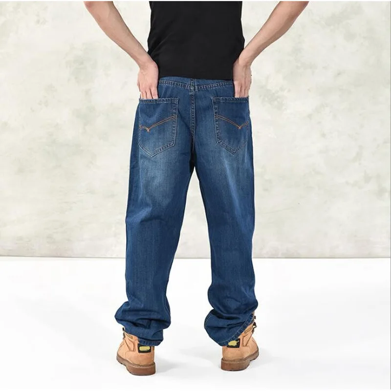 Новые высококачественные мешковатые джинсы мужские хип-хоп свободные Скейтборд Мужские джинсы большого размера 30-46