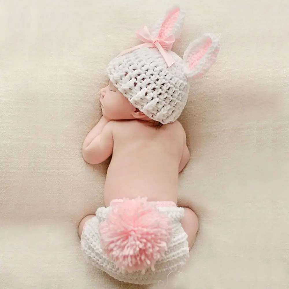 Newborn Baby Cute Crochet Knit Costume Hat Prop Outfits Photo Photography Girls 0 12M|Шапки и кепки| |