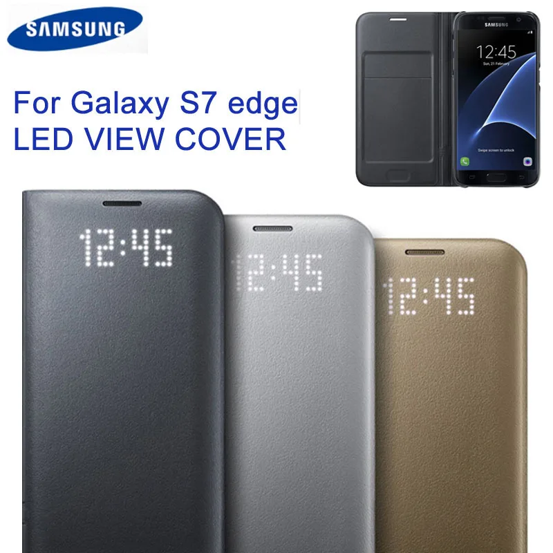 

Original Samsung LED View Cover Smart Phone Case For Samsung GALAXY S7 edge G9350 S7 Jungfrau G9300 G930A/V G935F Slim Flip Case