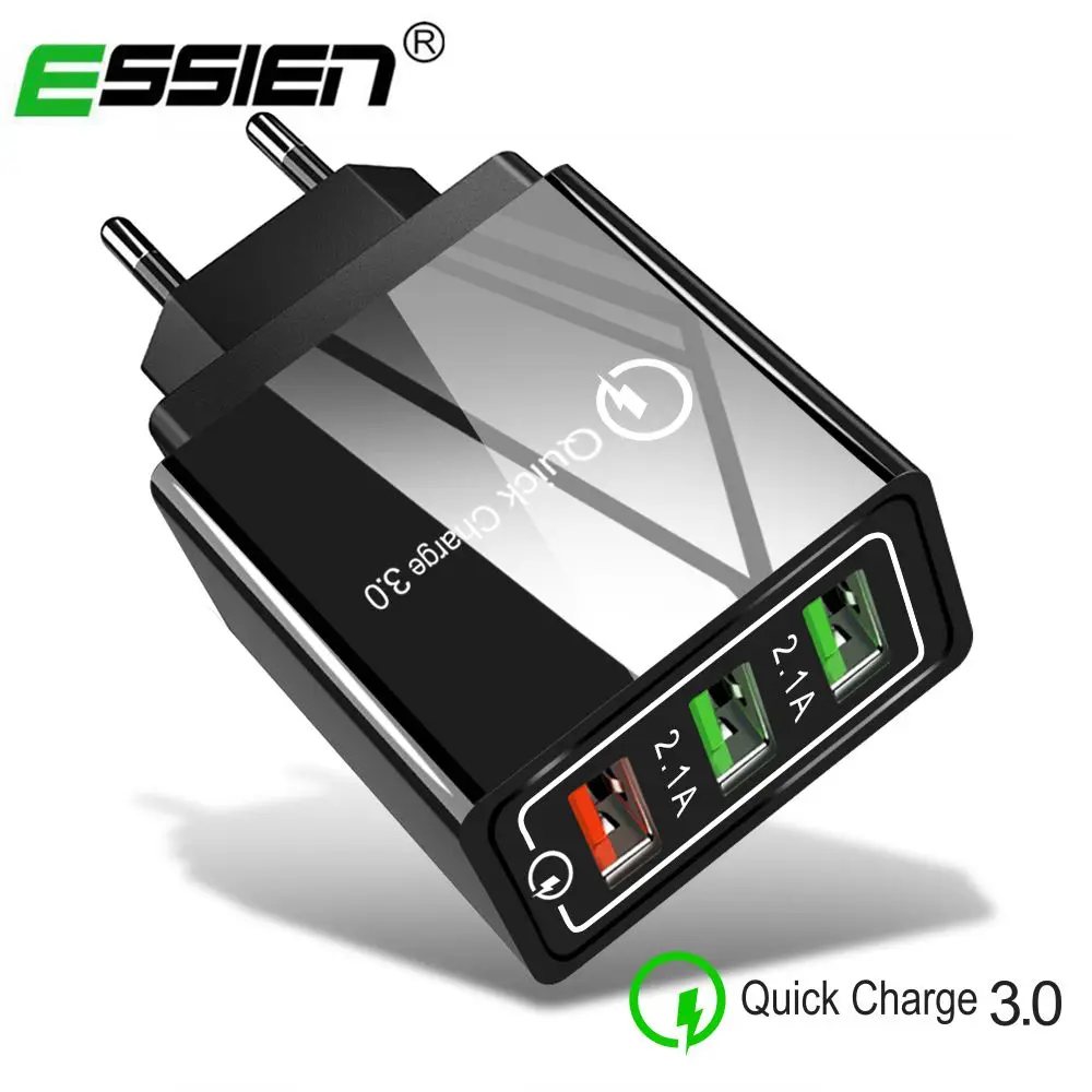 

Essien Universal USB Charger Quick Charge 3.0 for Iphone X 7 8 EU US Plug Mobile Phone Fast charging for Samsug s8 s9 Huawei