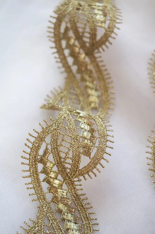 metallic gold lace trim, gold lace with eyelash by the yard 1yardin Lace from Home & Garden on