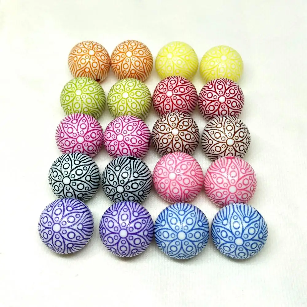 

10pcs 18mm circular carving pattern effect resin beads, beaded bracelet necklace earrings accessories, popular new models