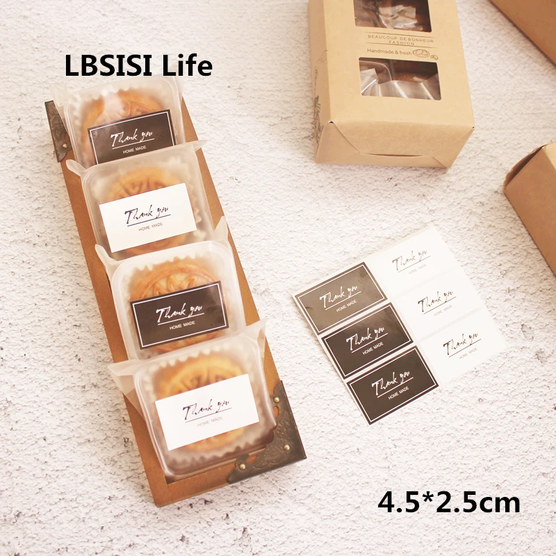 

LBSISI Life 108pcs Thank You Home Made Seal Paper Stickers For Candy Cookie Packing Bag Box Home DIY Baking Decorations