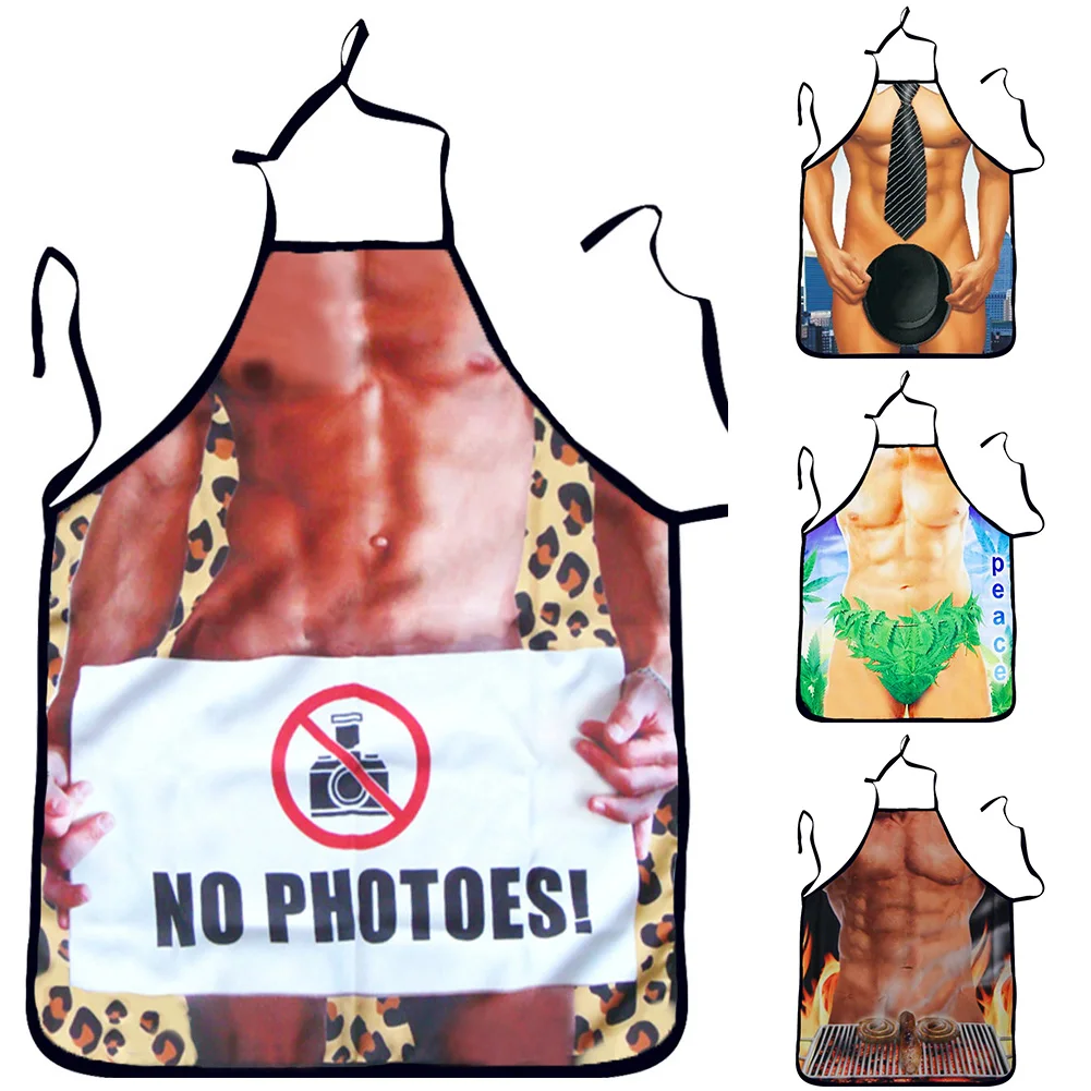 1Pcs Fashion Sexy Man Women 3D Printed Apron Bibs Home Cooking Baking Party Funny Cleaning Aprons Kitchen Accessories