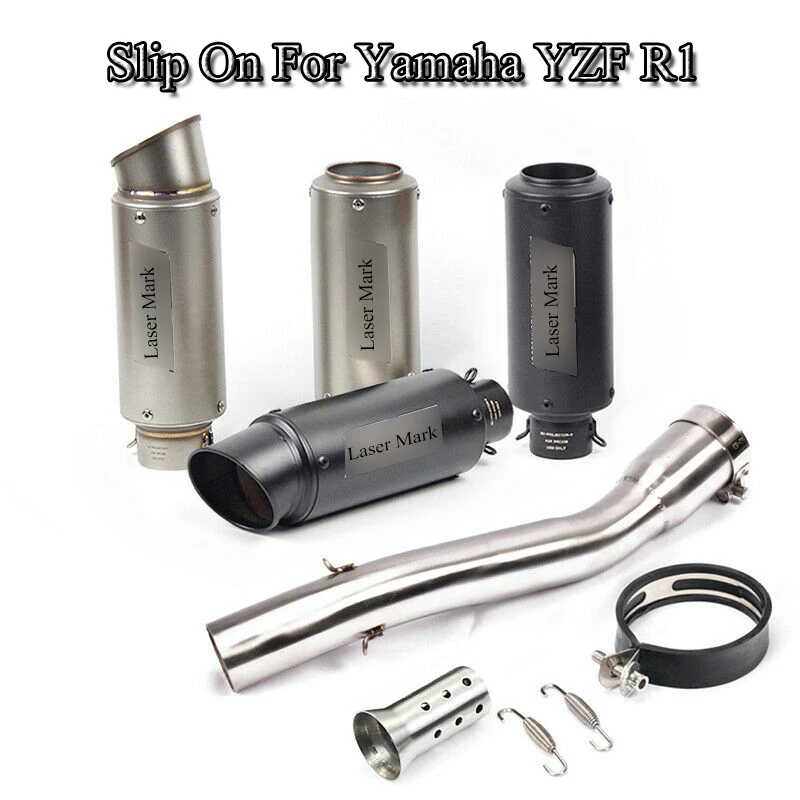 

Motorcycle Exhaust System Pipe Middle Link Pipe + Exhaust Muffler Tail Pipe With DB Killer For Yanaha R1 Slip On 1998-2003 Moto