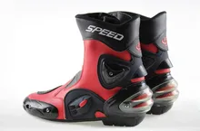 Free shipping motorcycle boots Pro Biker speed biker racing motocross boots leather shoes protective gear A004 / red