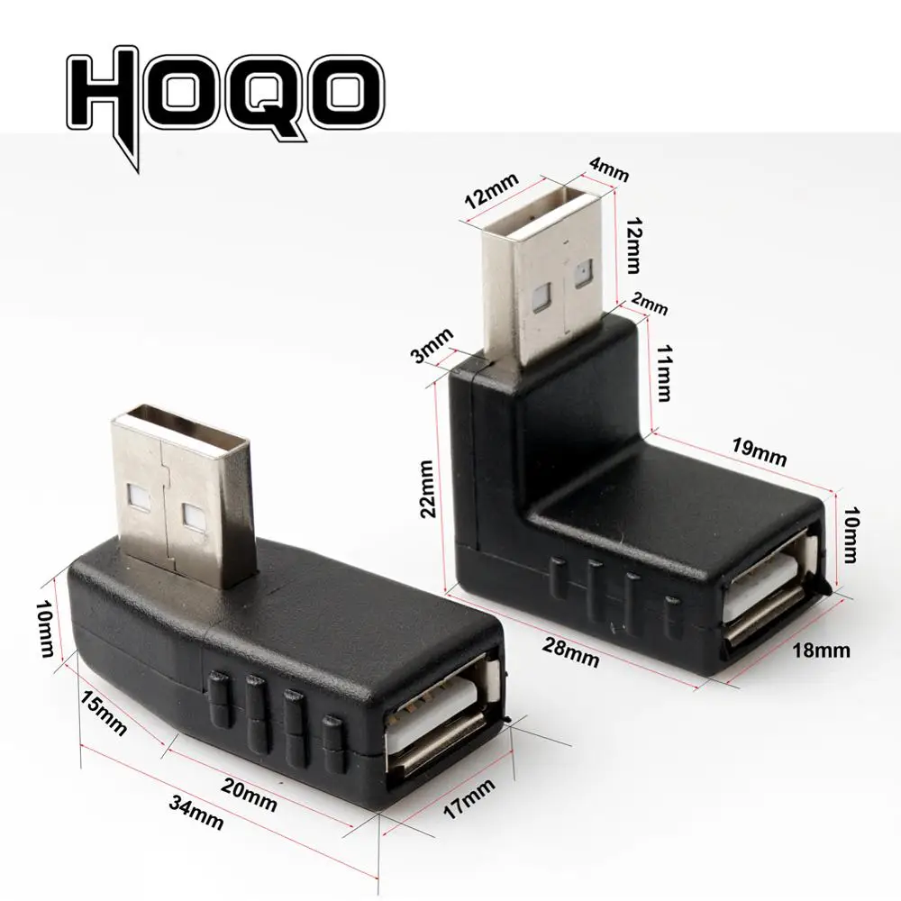 Левый/правый/вверх/вниз угол 90 градусов USB 2 0 штекер Угловой гнездо адаптер