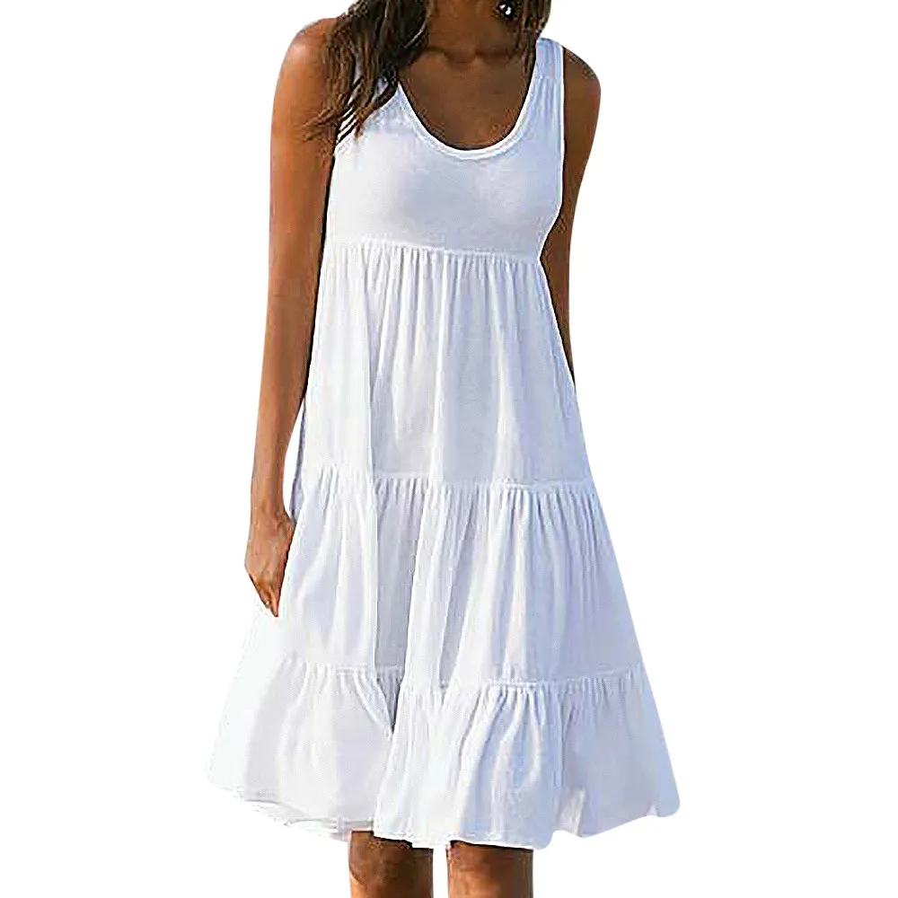 white sleeveless summer dress