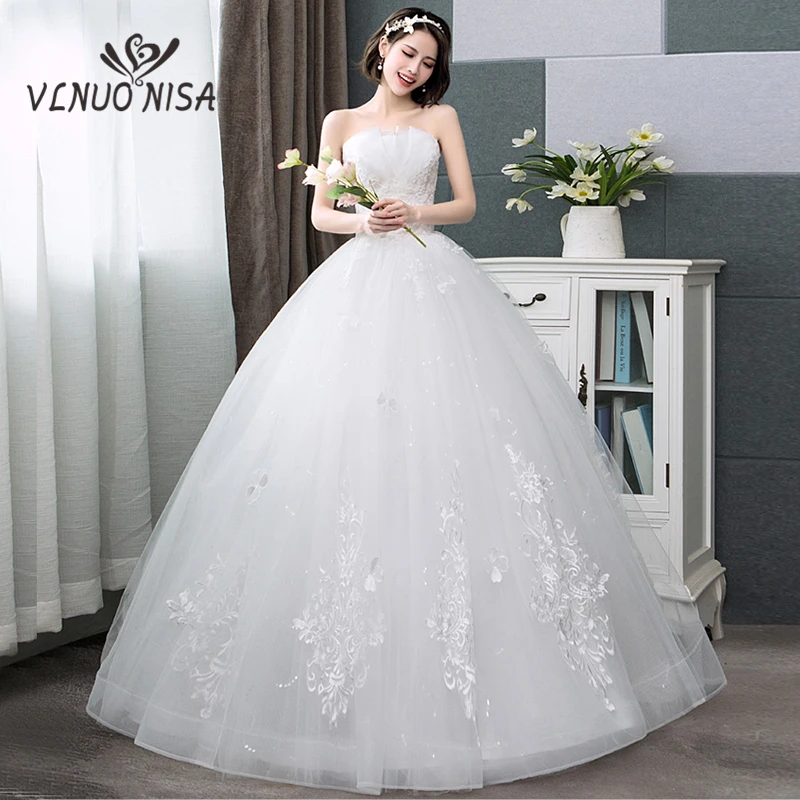 

VLNUO NISA Elegant Retro Strapless Wedding Dress Sleeveless Backless Plus Size Custom Made Cheap Bridal Gown Vestidos De Noiva