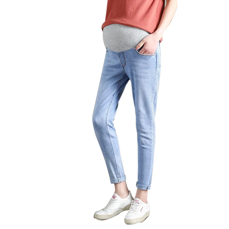 

Fashion Washed Denim Pregnancy Skinny Jeans Pants Clothes for Pregnant Women Summer Spring Stretch Denim Maternity Jeans