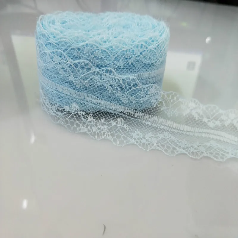 10 ярдов Красивая кружевная лента 40 мм в ширину белая кружевная отделка ткань вышитая сетчатая отделка для шитья аксессуары украшения - Цвет: Lake blue