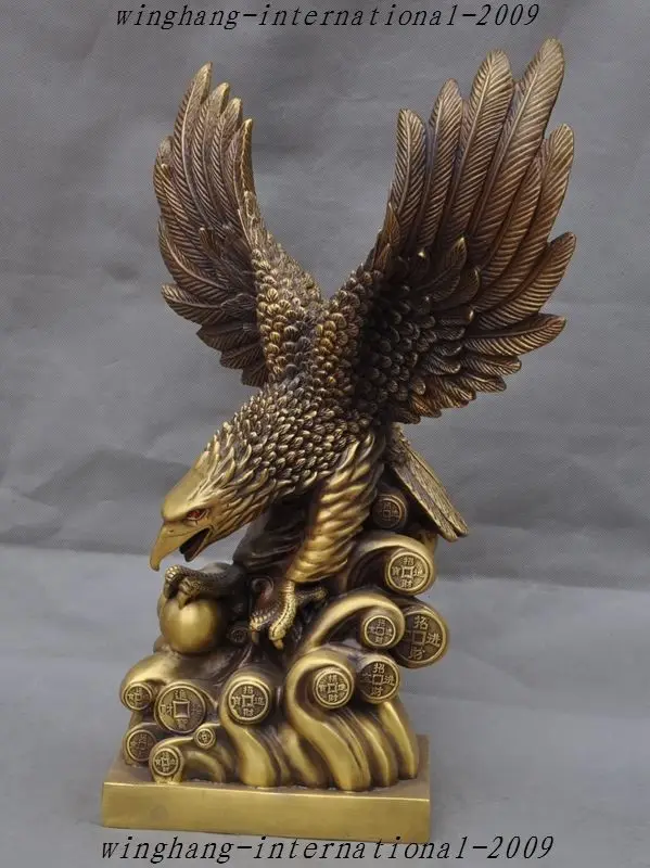 

Crafts statue Chinese Feng Shui Bronze Money Hawk Eagle Lanneret Bird King Statue Sculpture halloween