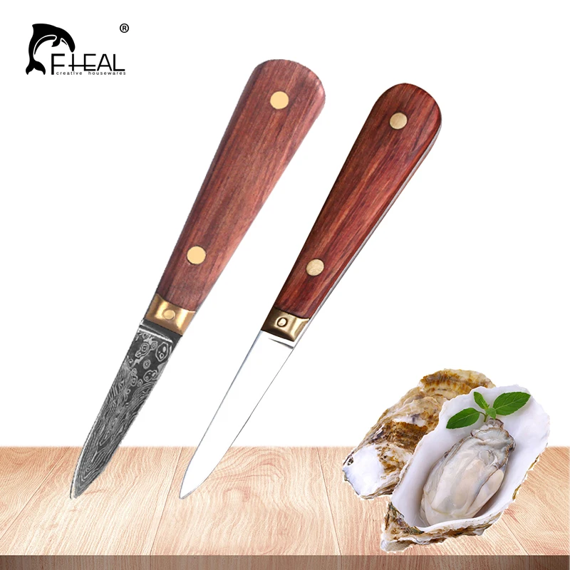 

FHEAL Stainless Steel Wooden Handle Oyster Knife Sharp-edged Shucker Shell Seafood Opener Tool Multifunction Kitchen Tools