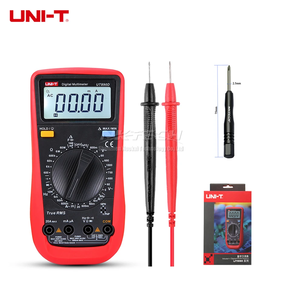 

UNI-T Digital Multimeter UT890C+ UT890D True RMS AC DC Voltage Current Resistance Capacitance Frequency Response 6000 Count Test
