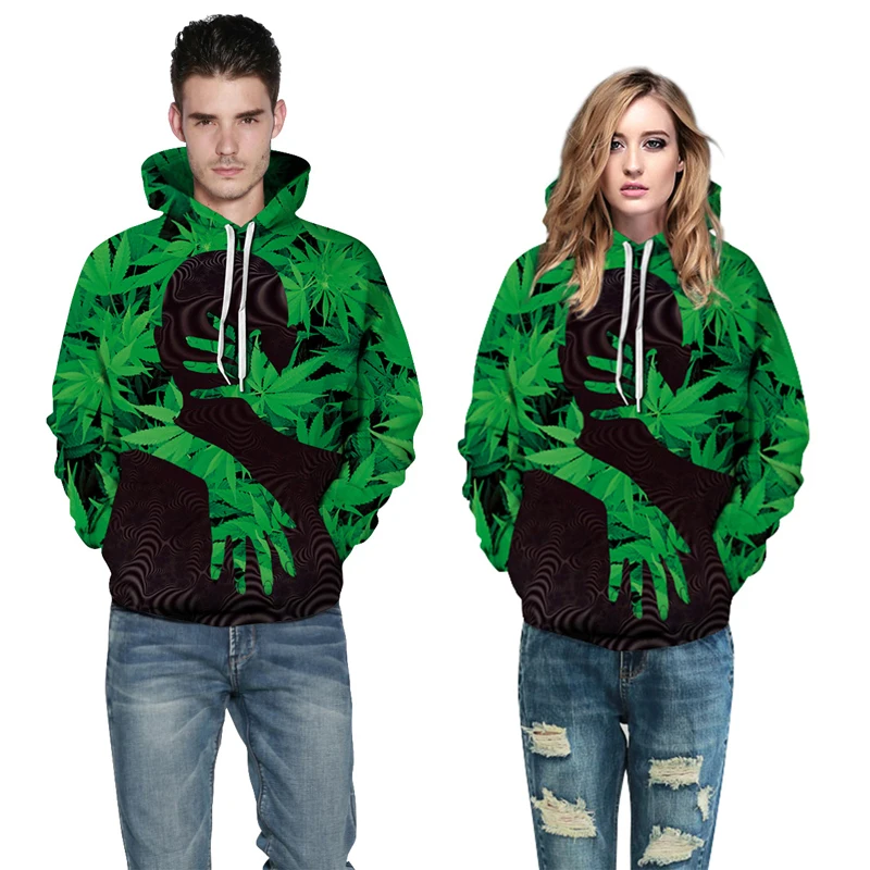 Хипстерская куртка для мужчин/женщин с 3D-принтом «дымовые сорняки», хип-хоп зеленая Кленовая толстовка с листьями и капюшоном, толстовки для мальчиков, повседневное Мужское пальто, одежда