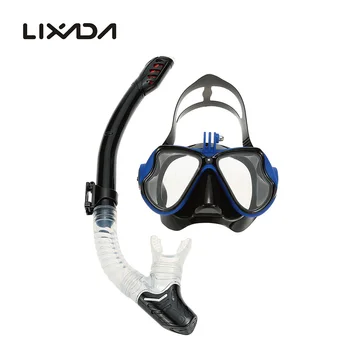 

Professional Adult Scuba Snorkeling Swimming Set Tempered Glass Diving Mask Goggles + Full Dry Snorkel Tube Diving equipment