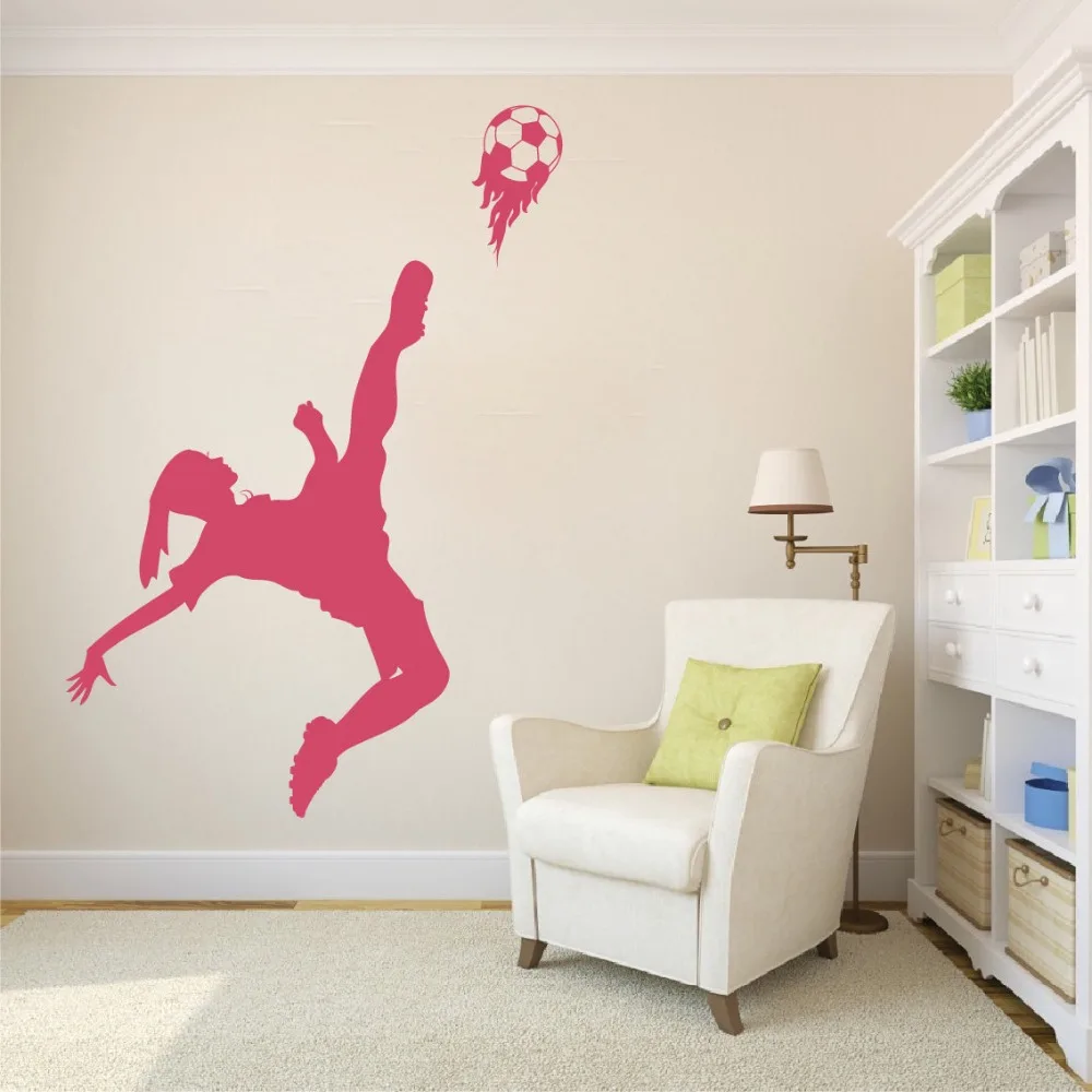 Removable Girls Soccer Player Wall Decal Soccer Girl Bedroom