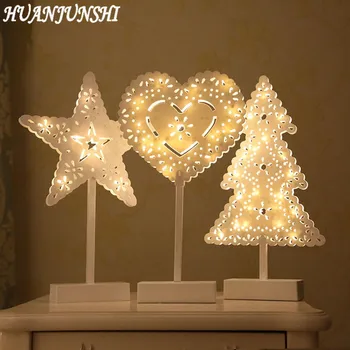 

HUANJUNSHI Battery Drive LED Night Light Star Christmas Tree Heart Table Lamp Nightlight Led Night Hollow Out Toilet Light