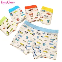 5 шт./партия, хлопковое нижнее белье для маленьких мальчиков детские трусы-боксеры, Короткие трусы с милым принтом, трусы с машинками для мальчиков, детское нижнее белье