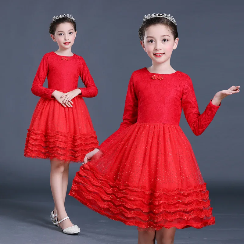 Рождественское платье для девочек; осенние платья для детей от 4 до 12 лет; элегантное вечернее платье с блестками для девочек-подростков; праздничная одежда; цвет красный, розовый