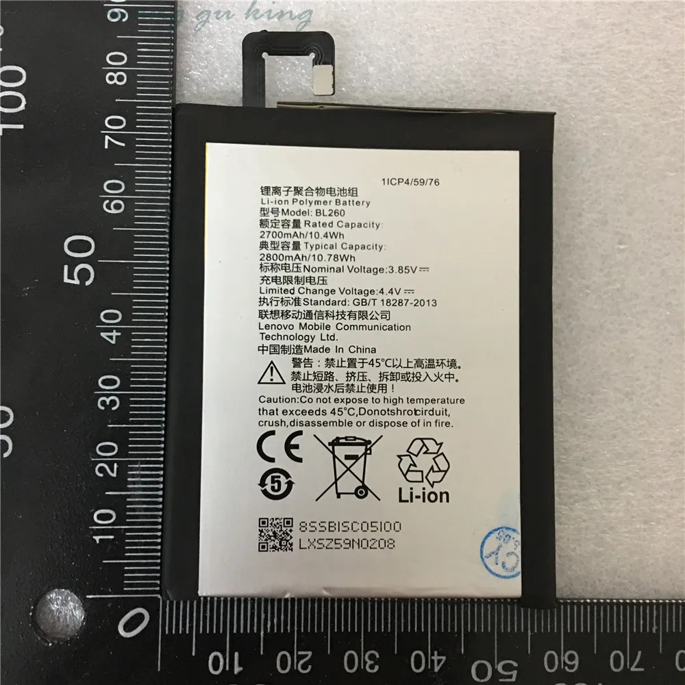

100% Original High Quality Replacement 2700mAh Phone Battery BL260 for lenovo vibe s1 lite Batteries For Lenovo Mobile Phone