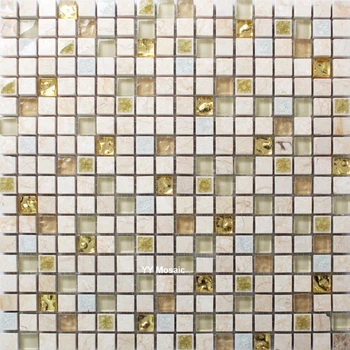 

Nordic Imitation Gold Crystal Glass Ice-Cracked Ceramic and Stone Mosaic Tile Kitchen Backsplash Showroom Bathroom Wall & Floor