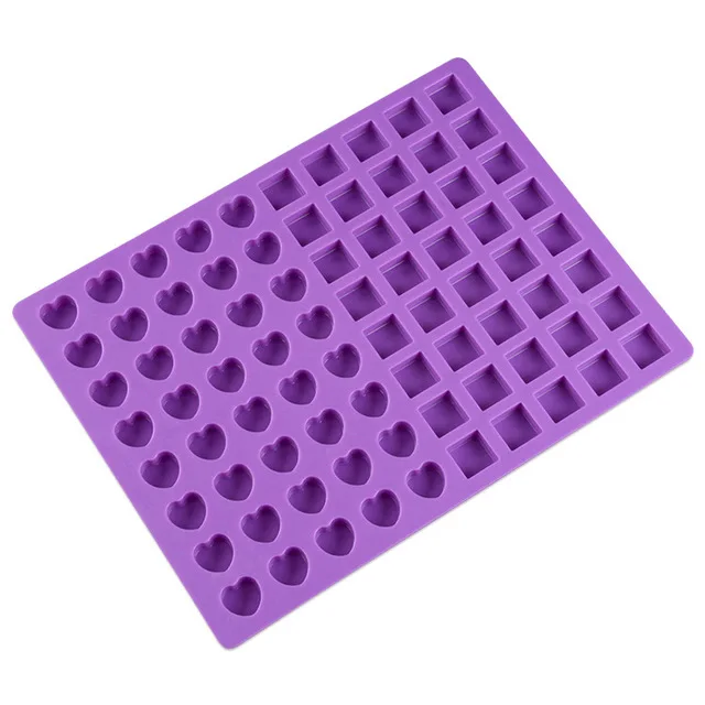 DIY Cake Baking Tool Silica Chocolate Mould 80 Connected Heart Square Ice Blocks Silicone Soap Molds