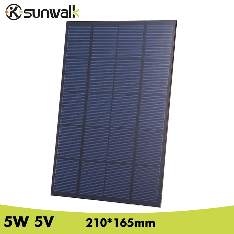 SUNWALK 5W 5V 1000mAh монокристаллическая панель солнечных батарей DIY для обучения экспериментов и испытаний 210*165*3 мм