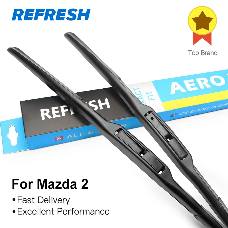 REFRESH Гибридный Щетки стеклоочистителя для Mazda 2 Demio Fit Hook Arms 2003 2004 2005 2006 2007 2008 2009 2010