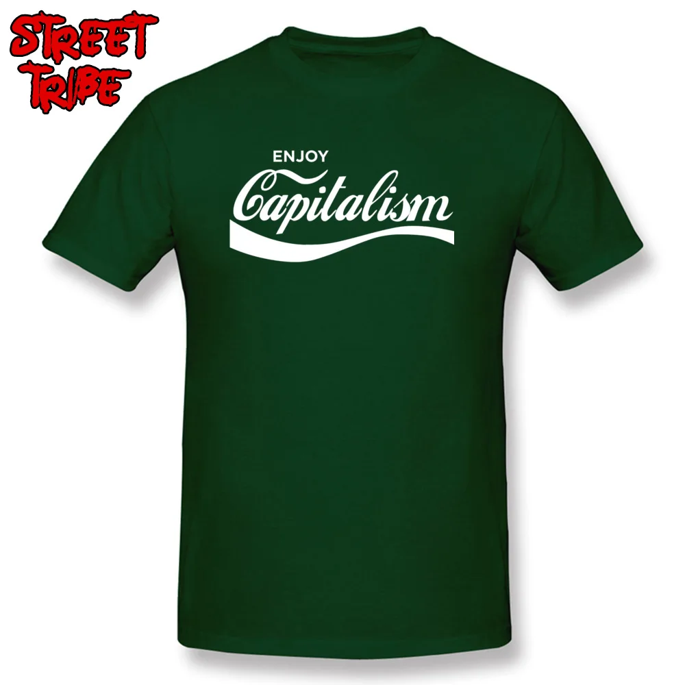 Футболка Hipster Enjoy Capitalism, мужские футболки на заказ, Мужская забавная одежда, хлопок, черная, белая футболка, топы 3XL - Цвет: Dark Green