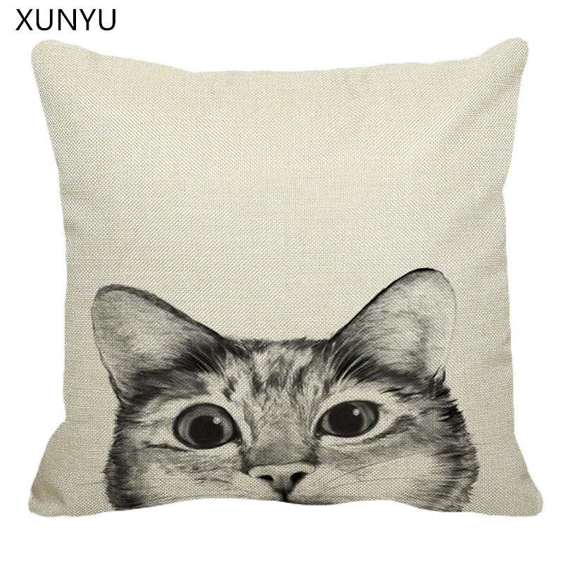 

XUNYU 45cmx45m Cute Animals Cat Pattern Polyester Decoration Pillowcase Cushion Cover Sofa Waist Home Decor Pillows Cushions