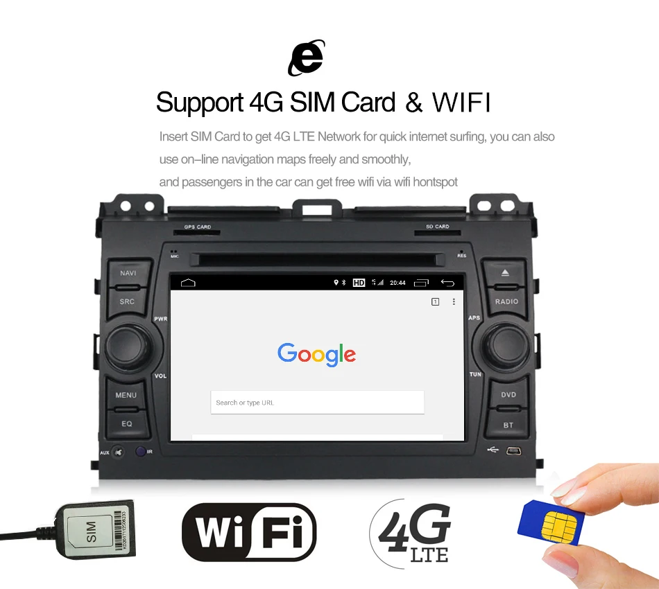 Sale MEKEDE M518 Quad core Android7.1 Car GPS DVD player for Toyota Prado 120 2004-2009 Radio Audio support 4G Lte wifi bluetooth MIC 29