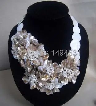 

New Arriver Fashion Flower Jewelry Handmade Beadwork Bib Statement Bridesmaid Gifts Bead Jewelry Strand Jewelry - Free Shipping